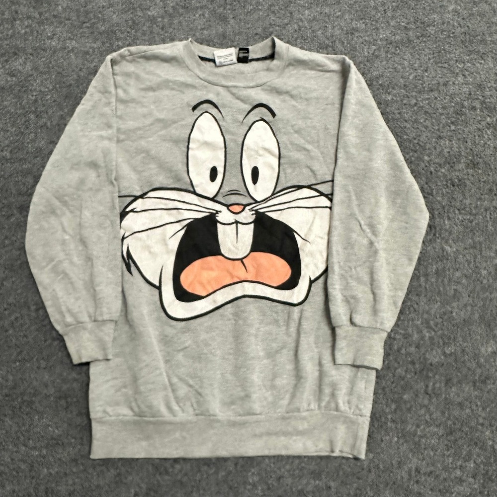 Jerry Leigh Sweatshirt Womens Size S Gray Bugs Bunny Looney Tunes Graphic Top
